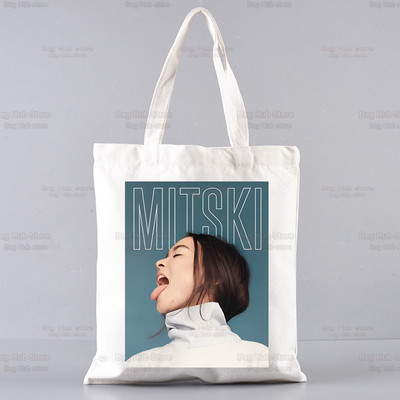 Mitski Singer Shopping Bag Ženska platnena Be The Cowboy Tote Eko torba Cartoon Bury Me At Makeout Creek Shopper Torbe na rame