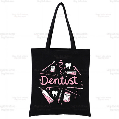 Dantų ir odontologų grafika Estetinė Juokinga mada Rankinės Pečių krepšiai Kasdieniai apsipirkimas Mergaičių rankinė Moterims Elegantiškas drobinis krepšys