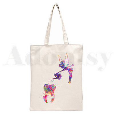 Dantų ir odontologų grafika Estetinė Juokinga mada Rankinės Pečių krepšiai Kasdieniai apsipirkimas Mergaičių rankinė Moterims Elegantiškas drobinis krepšys