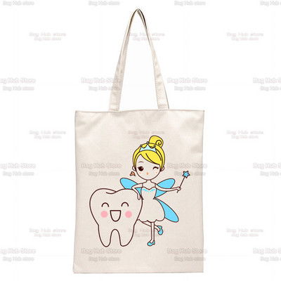 Dantų ir odontologų grafika Estetinė Juokinga mada Rankinės Pečių krepšiai Kasdieniai apsipirkimas Mergaičių rankinė Moterims Elegantiškas drobinis krepšys