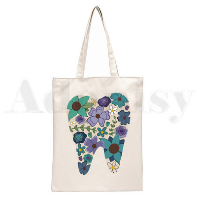 Dantų ir odontologų grafika Estetinė Juokinga mada Rankinės Pečių krepšiai Kasdieniai apsipirkimas Mergaičių rankinė Moterims Elegantiškas drobinis krepšys