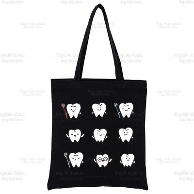 Dantų ir odontologų grafika Estetinė Juokinga mada Rankinės Pečių krepšiai Kasdieniai apsipirkimas Mergaičių rankinė Moterims Elegantiškas drobinis krepšys