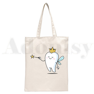 Dantų ir odontologų grafika Estetinė Juokinga mada Rankinės Pečių krepšiai Kasdieniai apsipirkimas Mergaičių rankinė Moterims Elegantiškas drobinis krepšys