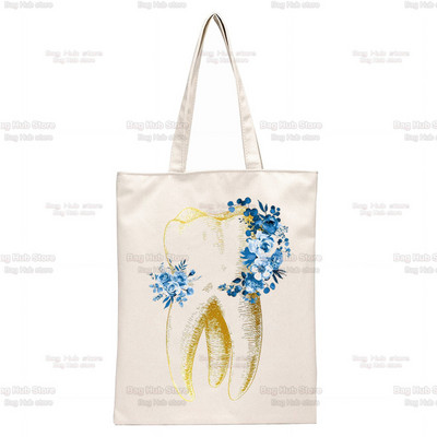 Dantų ir odontologų grafika Estetinė Juokinga mada Rankinės Pečių krepšiai Kasdieniai apsipirkimas Mergaičių rankinė Moterims Elegantiškas drobinis krepšys