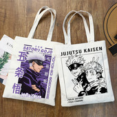 Jujutsu Kaisen Cartoon bevásárlótáska Ryomen Sukuna Itadori Yuji Bolsas De Tela Shopper Okkotsu Yuta Gojo Satoru bevásárló táska juta