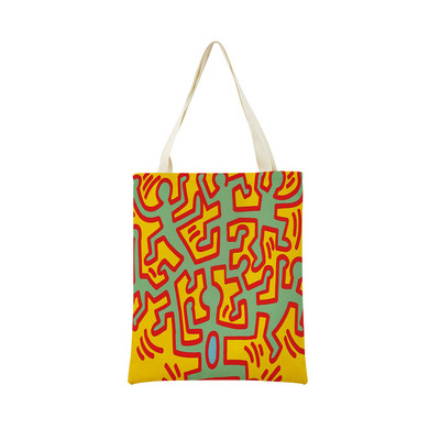 Geometry Running Heart Graffiti Double Sided Print Market Torba za kupnju Ekološka sklopiva torba Ženska torba za slobodno vrijeme na otvorenom