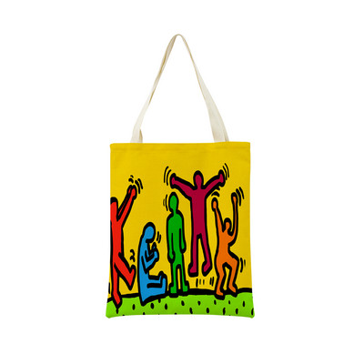 Geometry Running Heart Graffiti Double Sided Print Market Torba za kupnju Ekološka sklopiva torba Ženska torba za slobodno vrijeme na otvorenom