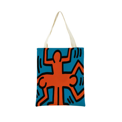 Geometry Running Heart Graffiti Double Sided Print Market Torba za kupnju Ekološka sklopiva torba Ženska torba za slobodno vrijeme na otvorenom