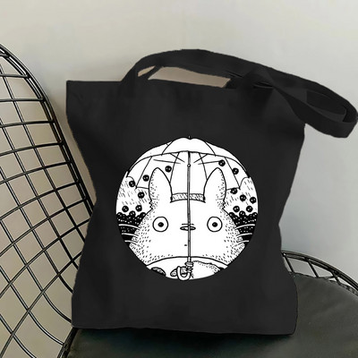 Studio Ghibli Geantă de cumpărături pentru femei Desene animată eco reutilizabilă Geantă de tote pentru femei Geantă de mână pentru colegiu Geantă de cumpărături de umăr retro mare pentru femei