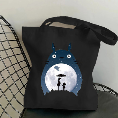 Studio Ghibli Geantă de cumpărături pentru femei Desene animată eco reutilizabilă Geantă de tote pentru femei Geantă de mână pentru colegiu Geantă de cumpărături de umăr retro mare pentru femei