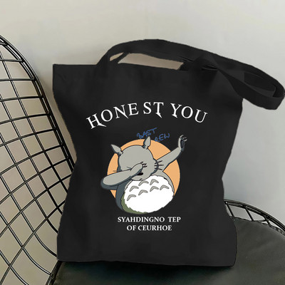 Studio Ghibli Geantă de cumpărături pentru femei Desene animată eco reutilizabilă Geantă de tote pentru femei Geantă de mână pentru colegiu Geantă de cumpărături de umăr retro mare pentru femei
