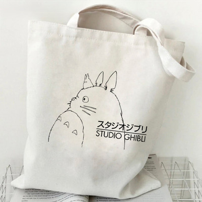 Studio Ghibli Geantă de cumpărături pentru femei Desene animată eco reutilizabilă Geantă de tote pentru femei Geantă de mână pentru colegiu Geantă de cumpărături de umăr retro mare pentru femei