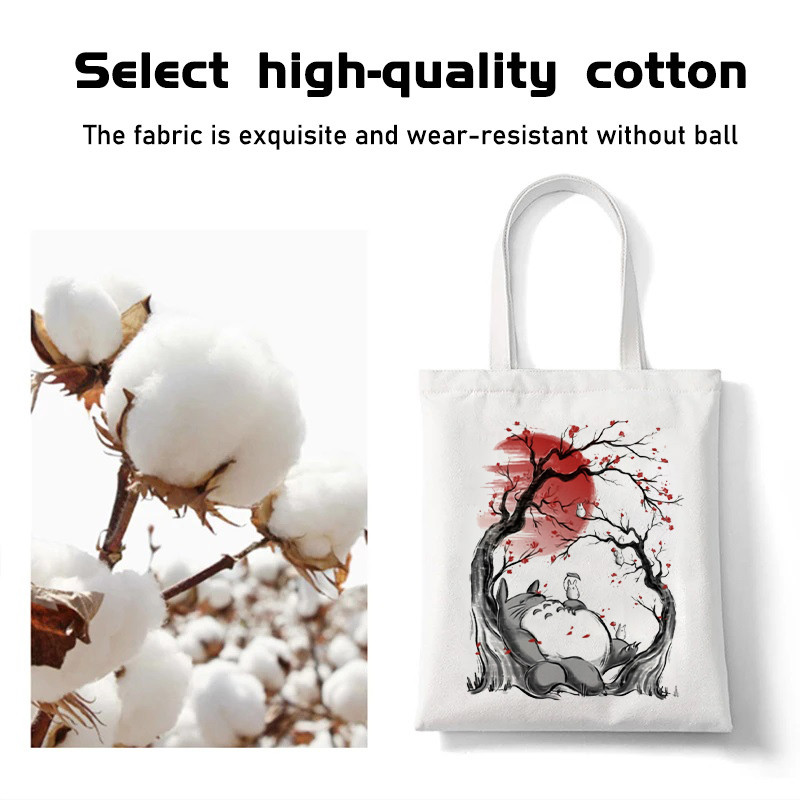 Studio Ghibli Geantă de cumpărături pentru femei Desene animată eco reutilizabilă Geantă de tote pentru femei Geantă de mână pentru colegiu Geantă de cumpărături de umăr retro mare pentru femei