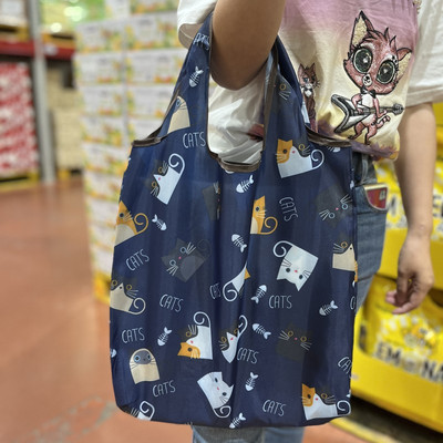 Bevásárlótáska Újrahasználható Összecsukható, Közepes 30 kg-os Aranyos bevásárlótáska táskával, nagy kapacitású, szakadásálló, gépben mosható táska