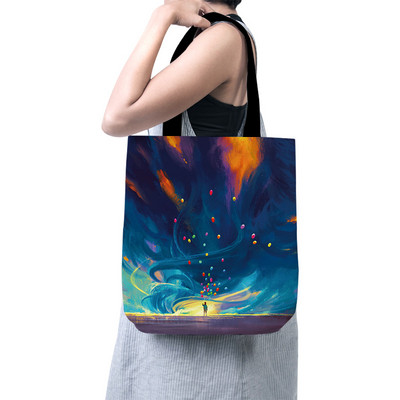 Γυναικεία τσάντα αγορών από καμβά κινουμένων σχεδίων Μικρός Πρίγκιπας με λαβή Αστεία οικολογική αναδιπλούμενη επαναχρησιμοποιούμενη τσάντα τσάντα τσάντα κλειδιού Τηλεφωνική τσάντα αγορών