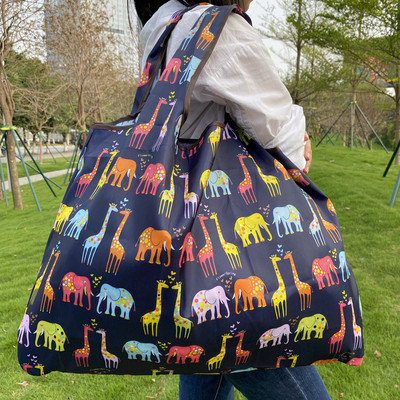 Összehajtható bevásárlótáska Újrahasználható élelmiszertáska Szakadásálló nylon táska, élelmiszerbolt újrahasznosítására alkalmas nagy ajándéktáska