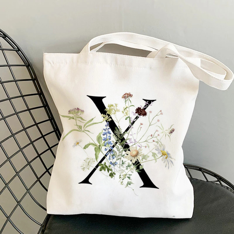 Geantă de pânză cu imprimeu vegetală, geantă de umăr pentru femei, la modă, scrisoare de bumbac, cumpărături pentru cumpărături, genți de mână pentru femei, genți de tote pentru femei 2021