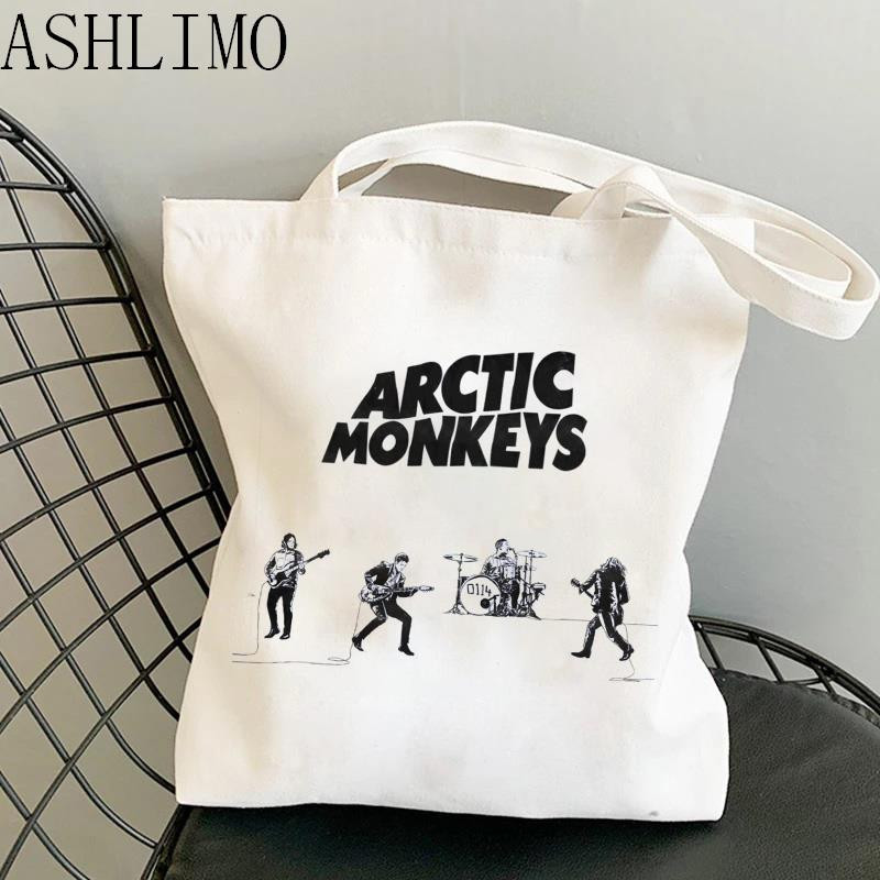 Arctic Monkeys Sound Wave Rock Band Ženska torba za kupnju Platnena modna torba za kupnju velikog kapaciteta Torba na rame Velika torba za plažu