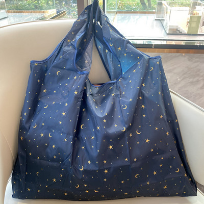 Nagy méretű nylon női vásárló, újrafelhasználható összecsukható táska bevásárlótáska kézitáska környezetbarát táska válltáska hordtáska