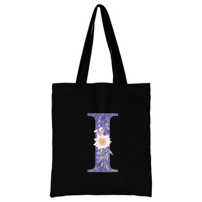 Vászon női bevásárlótáska 2022 nagy kapacitású újrafelhasználható hordtáskák divatos lila virágos betűnyomtatás női váll kézitáska