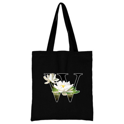 Női hordtáskák vászon 2022 alkalmi kézitáskák vásárlás virág színes betűvel nyomtatott, újrafelhasználható összecsukható válltáska