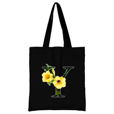 Női hordtáskák vászon 2022 alkalmi kézitáskák vásárlás virág színes betűvel nyomtatott, újrafelhasználható összecsukható válltáska