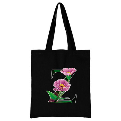 Női hordtáskák vászon 2022 alkalmi kézitáskák vásárlás virág színes betűvel nyomtatott, újrafelhasználható összecsukható válltáska