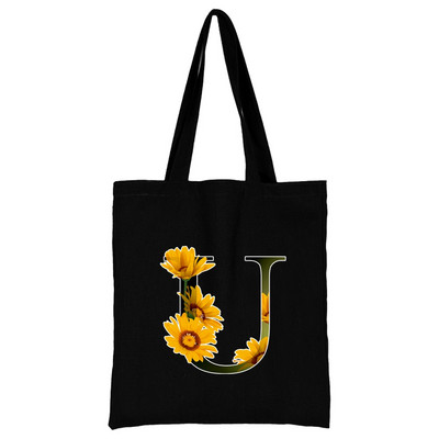 Női hordtáskák vászon 2022 alkalmi kézitáskák vásárlás virág színes betűvel nyomtatott, újrafelhasználható összecsukható válltáska