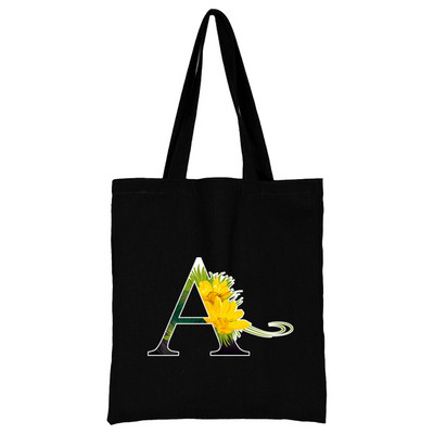 Női hordtáskák vászon 2022 alkalmi kézitáskák vásárlás virág színes betűvel nyomtatott, újrafelhasználható összecsukható válltáska