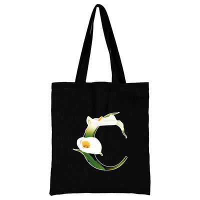 Női hordtáskák vászon 2022 alkalmi kézitáskák vásárlás virág színes betűvel nyomtatott, újrafelhasználható összecsukható válltáska