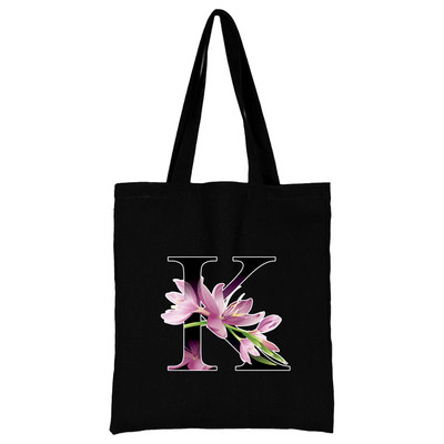 Női hordtáskák vászon 2022 alkalmi kézitáskák vásárlás virág színes betűvel nyomtatott, újrafelhasználható összecsukható válltáska