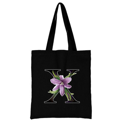 Női hordtáskák vászon 2022 alkalmi kézitáskák vásárlás virág színes betűvel nyomtatott, újrafelhasználható összecsukható válltáska