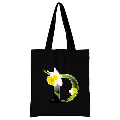 Női hordtáskák vászon 2022 alkalmi kézitáskák vásárlás virág színes betűvel nyomtatott, újrafelhasználható összecsukható válltáska