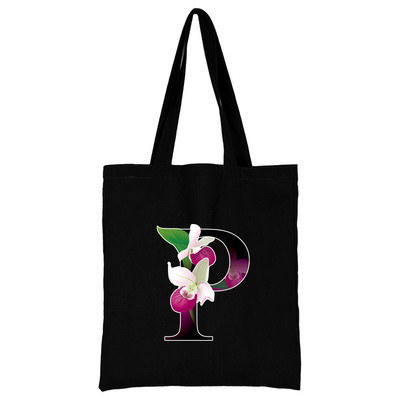 Női hordtáskák vászon 2022 alkalmi kézitáskák vásárlás virág színes betűvel nyomtatott, újrafelhasználható összecsukható válltáska