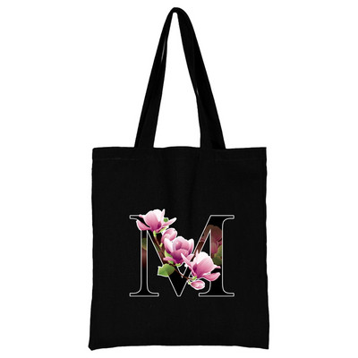 Női hordtáskák vászon 2022 alkalmi kézitáskák vásárlás virág színes betűvel nyomtatott, újrafelhasználható összecsukható válltáska