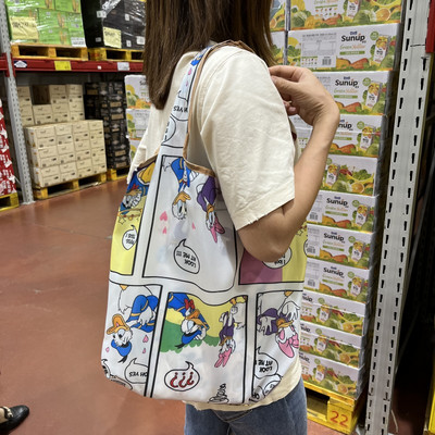 Torba za kupnju velikog kapaciteta, sklopiva velika torba za višekratnu upotrebu, srednja 30 funti, torba za trgovinu namirnicama iz crtića, prijenosna modna džepna najlonska torba