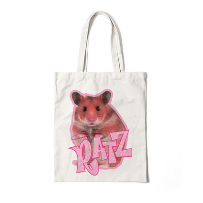 Τσάντα Tote Kawaii Ratz Επαναχρησιμοποιήσιμη τσάντα αγορών από καμβά παντοπωλείου Harajuku τσάντα αγορών Γυναικεία τσάντα ώμου Τσάντα οικολογική μεγάλη χαριτωμένη τσάντα τσάντα