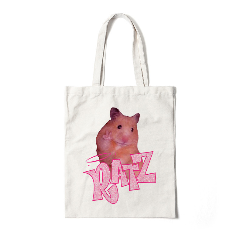 Τσάντα Tote Kawaii Ratz Επαναχρησιμοποιήσιμη τσάντα αγορών από καμβά παντοπωλείου Harajuku τσάντα αγορών Γυναικεία τσάντα ώμου Τσάντα οικολογική μεγάλη χαριτωμένη τσάντα τσάντα