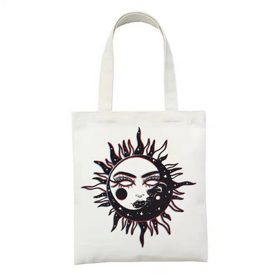 Geantă de cumpărături reutilizabilă, la modă, pentru femei, genți de tote din pânză, Satan Cat Demon, geantă de imprimare, cu desene animate, Bolsa de cumpărături, genți de umăr pentru cumpărători