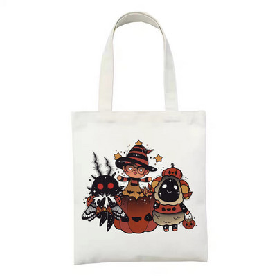 Geantă de cumpărături reutilizabilă, la modă, pentru femei, genți de tote din pânză, Satan Cat Demon, geantă de imprimare, cu desene animate, Bolsa de cumpărături, genți de umăr pentru cumpărători