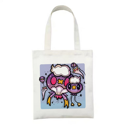 Geantă de cumpărături reutilizabilă, la modă, pentru femei, genți de tote din pânză, Satan Cat Demon, geantă de imprimare, cu desene animate, Bolsa de cumpărături, genți de umăr pentru cumpărători