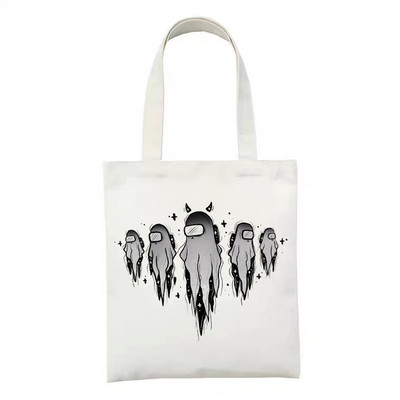 Geantă de cumpărături reutilizabilă, la modă, pentru femei, genți de tote din pânză, Satan Cat Demon, geantă de imprimare, cu desene animate, Bolsa de cumpărături, genți de umăr pentru cumpărători