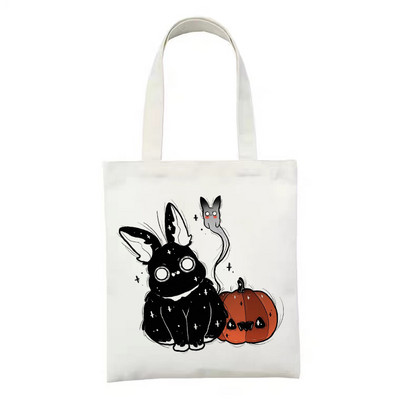 Geantă de cumpărături reutilizabilă, la modă, pentru femei, genți de tote din pânză, Satan Cat Demon, geantă de imprimare, cu desene animate, Bolsa de cumpărături, genți de umăr pentru cumpărători