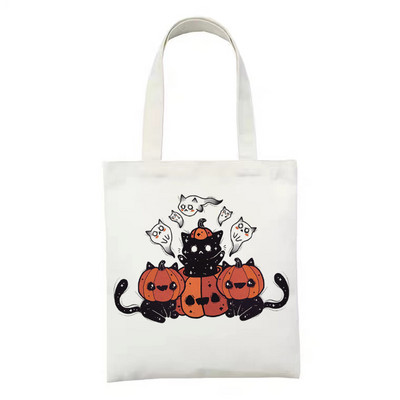 Geantă de cumpărături reutilizabilă, la modă, pentru femei, genți de tote din pânză, Satan Cat Demon, geantă de imprimare, cu desene animate, Bolsa de cumpărături, genți de umăr pentru cumpărători