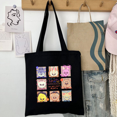 FELIX kandekotid hulkuvad lapsed SKZOO kaasaskantav ostukott HAN BANG CHAN CHANGBIN SEUNGMIN HYUNJIN LEE KNOW SKZ lõuendist ostukotid