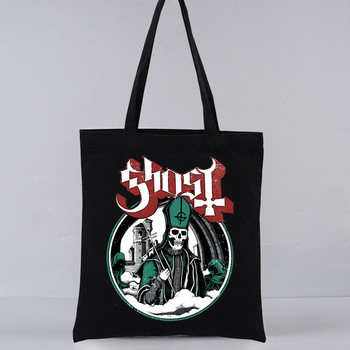 Ghost Band αισθητική grunge Metal Harajuku Shopping Μαύρες τσάντες Καμβά Τσάντα Tote Mom Επαναχρησιμοποιήσιμη υφασμάτινη τσάντα Τσάντα ώμου