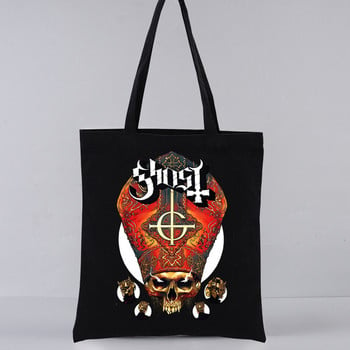 Ghost Band αισθητική grunge Metal Harajuku Shopping Μαύρες τσάντες Καμβά Τσάντα Tote Mom Επαναχρησιμοποιήσιμη υφασμάτινη τσάντα Τσάντα ώμου