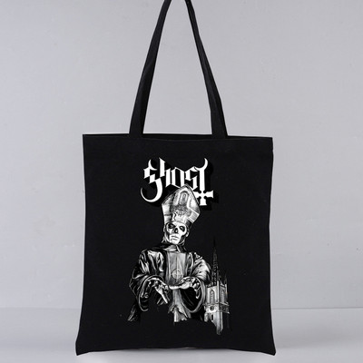 Ghost Band estetický grunge kovový Harajuku nákupné čierne tašky plátená taška tote mamička opakovane použiteľná látková taška kabelka tašky cez rameno