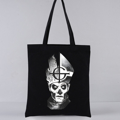 Ghost Band estetický grunge kovový Harajuku nákupné čierne tašky plátená taška tote mamička opakovane použiteľná látková taška kabelka tašky cez rameno