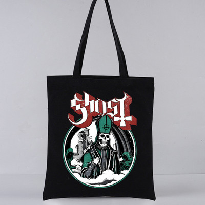 Ghost Band estetický grunge kovový Harajuku nákupné čierne tašky plátená taška tote mamička opakovane použiteľná látková taška kabelka tašky cez rameno